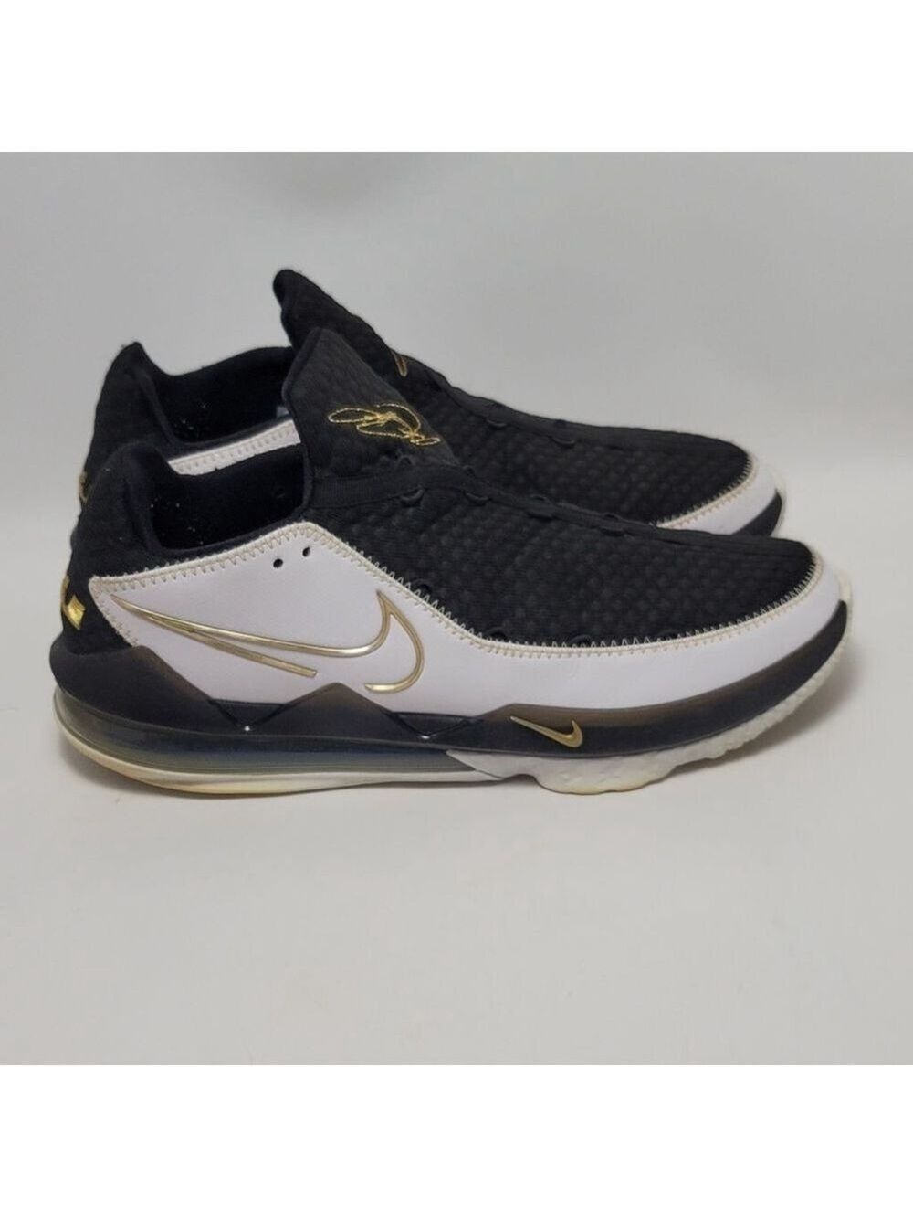 Nike LeBron 17 Low Black White Gold Athletic Sneakers Shoes Sz 14 CD5007-101